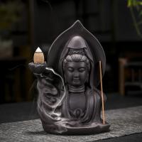 Queimador de incenso Backflow de porcelana, Guanyin, feito à mão, para casa e escritório & Sustentável & multifuncional, 105x70x160mm, vendido por PC