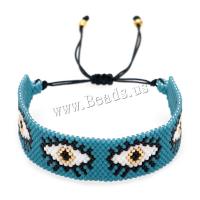 Seedbead سوار, مع عقدة الحبل, الشر العين, نمط البوهيمي & قابل للتعديل & للمرأة, المزيد من الألوان للاختيار, النيكل والرصاص والكادميوم الحرة, 130x20mm, تباع بواسطة PC