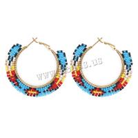 Pendientes, Seedbead, con aleación de zinc, chapado, estilo popular & para mujer, más colores para la opción, libre de níquel, plomo & cadmio, 45x40mm, Vendido por Par