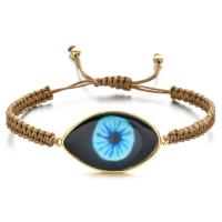 Evil Eye sieraden Armband, Textiel binnenwerk Cord, met Hars, Boze oog, handgemaakt, Bohemien stijl & uniseks & verstelbaar, meer kleuren voor de keuze, Lengte Ca 28 cm, Verkocht door PC