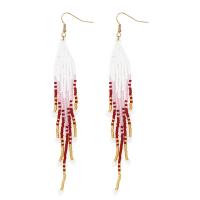 Seedbead Tassel Earring with Zinc Alloy gold color plated Bohemian style & for woman Sold By Pair