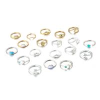 Zinklegering Ring Set, Zinc Alloy, met Edelsteen, plated, mode sieraden & voor vrouw & glazuur, multi-gekleurde, Verkocht door Stel