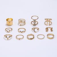 Cink Alloy Ring Set, Cink ötvözet, galvanizált, 13 darab & divat ékszerek & a nő & strasszos, több színt a választás, Által értékesített Set