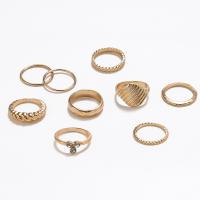 Zinklegering Ring Set, Zinc Alloy, gold plated, mode sieraden & micro pave strass & voor vrouw, gouden, Verkocht door Stel