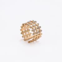 Zinc Alloy fingerring, guldfarve belagt, mode smykker & for kvinde & med rhinestone, gylden, 12x18mm, Solgt af PC