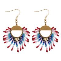 Seedbead Tassel Earring with Zinc Alloy gold color plated Bohemian style & for woman Sold By Pair