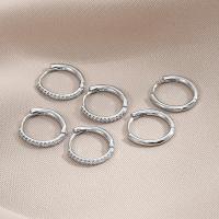 Messing Huggie Hoop Ohrringe, rund, plattiert, drei Stücke & Modeschmuck & Micro pave Zirkonia, Silberfarbe, frei von Nickel, Blei & Kadmium, 13x13mm, 3PaarePärchen/setzen, verkauft von setzen