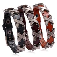 Cowhide Bracelet with Zinc Alloy plated fashion jewelry & for man 10mm Length Approx 9.4 Inch Sold By PC