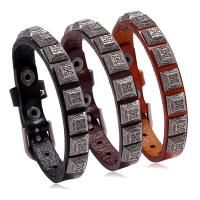 Cowhide Bracelet with Zinc Alloy plated fashion jewelry & for man 10mm Length Approx 9.4 Inch Sold By PC