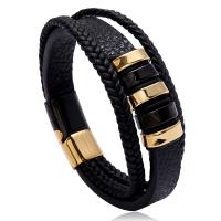 PU Armband, met Zinc Alloy, plated, verschillende stijlen voor de keuze & voor de mens, Verkocht door PC