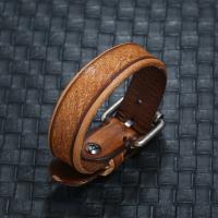 Koeienhuid Armband, met Ijzer, plated, mode sieraden & voor de mens, bruin, 20mm, Lengte Ca 10 inch, Verkocht door PC