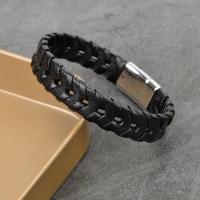 PU Armband, met Zinc Alloy, plated, mode sieraden & voor de mens, zwart, Binnendiameter:Ca 60mm, Verkocht door PC