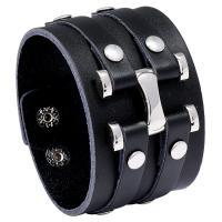 cuir de peau de vache bracelet, avec fer & alliage de zinc, Placage, le style de punk & pour homme, plus de couleurs à choisir, 50mm, Longueur Environ 9.3 pouce, Vendu par PC