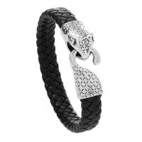 PU Cord Armbånd, med Zinc Alloy, Snake, poleret, mode smykker & Unisex, flere farver til valg, 12mm, Længde 22 cm, Solgt af PC