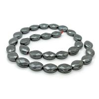 Perles hématites amagnétiques, Hématite, ovale plat, poli, DIY & normes différentes pour le choix & facettes, noire, Vendu par Environ 40 cm brin