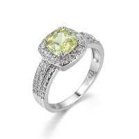 Bague Zircon cubique en laiton, avec zircon cubique, cadre, Plaqué de platine, bijoux de mode & normes différentes pour le choix & pour femme & facettes, Jaune, protéger l'environnement, sans nickel, plomb et cadmium, Vendu par PC