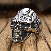 Anillo de dedo de Titantium Acero, Partículas de acero, Calavera, pulido, Joyería & diverso tamaño para la opción & para hombre, libre de níquel, plomo & cadmio, Vendido por UD