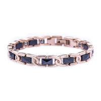 Quelques Bracelet à et Bangle, Acier titane, avec porcelaine, Plaqué de couleur d'or rose, bijoux de mode & unisexe, noire, protéger l'environnement, sans nickel, plomb et cadmium, 9mm, Longueur Environ 8.07 pouce, Vendu par PC