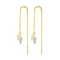 Bijoux boucles d'oreilles, laiton, bijoux de mode & pour femme & émail, doré, protéger l'environnement, sans nickel, plomb et cadmium, 112mm,14mm, Vendu par paire