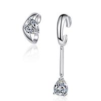 Boucles d'oreilles asymétriques, laiton, bijoux de mode & pavé de micro zircon & pour femme, protéger l'environnement, sans nickel, plomb et cadmium, 22mm,48mm, Vendu par paire