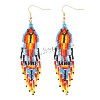 Seedbead Tassel Earring, le Sinc Alloy, dath an óir plated, stíl Bohemian & do bhean, 23x106mm, Díolta De réir Péire