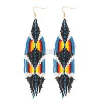 Seedbead Tassel Earring, le Sinc Alloy, dath an óir plated, stíl Bohemian & do bhean, 35x155mm, Díolta De réir Péire