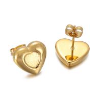 Stainless Steel Stud Øreringe, 304 rustfrit stål, Heart, for kvinde, flere farver til valg, 13x12mm, Solgt af par