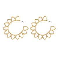 Pendientes de Perno de Aleación de Zinc, Flor, chapado en color dorado, Joyería & para mujer, libre de níquel, plomo & cadmio, 50x50mm, Vendido por Par