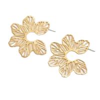 Pendientes de Perno de Aleación de Zinc, Flor, chapado en color dorado, Joyería & para mujer, libre de níquel, plomo & cadmio, 58x58mm, Vendido por UD