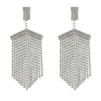 Fashion Fringe Oorbellen, Ijzer, plated, mode sieraden & met strass, meer kleuren voor de keuze, 38x62mm, Verkocht door pair