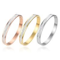 304 roestvrij staal Bangle, micro pave zirconia & voor de mens, meer kleuren voor de keuze, 6mm, Binnendiameter:Ca 63x53mm, Verkocht door PC