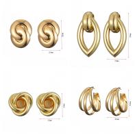 Ijzer Stud Earring, gold plated, verschillende stijlen voor de keuze & voor vrouw, 15-32mm, Verkocht door pair