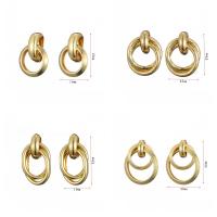 Ijzer Drop Earring, gold plated, verschillende stijlen voor de keuze & voor vrouw & hol, 19-42mm, Verkocht door pair