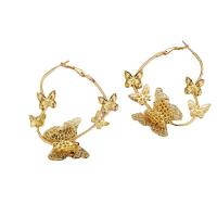 Ijzer Drop Earring, gold plated, verschillende stijlen voor de keuze & voor vrouw, 43-65mm, Verkocht door pair