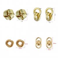 Ijzer Drop Earring, gold plated, verschillende stijlen voor de keuze & voor vrouw & hol, 12-28mm, Verkocht door pair