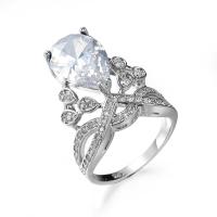 Cubic Zircon Messing fingerring, med Cubic Zirconia, platineret, mode smykker & forskellig størrelse for valg & for kvinde & facetteret, flere farver til valg, nikkel, bly & cadmium fri, Solgt af PC