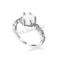 Bague Zircon cubique en laiton, avec zircon cubique & résine, Rond, Plaqué de platine, bijoux de mode & normes différentes pour le choix & pour femme, blanc, protéger l'environnement, sans nickel, plomb et cadmium, Vendu par PC