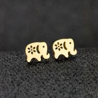 Roestvrij staal Stud Earrings, 304 roestvrij staal, Olifant, mode sieraden & voor vrouw, gouden, 10x8mm, Ca 24pC's/Bag, Verkocht door Bag