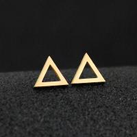 Boucle d'oreille de gaujon en acier inoxydable, Acier inoxydable 304, triangle, bijoux de mode & pour femme & creux, doré, 10x8mm, Environ 24PC/sac, Vendu par sac