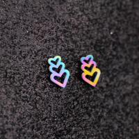 Stainless Steel Stud Earrings 304 Stainless Steel Heart Vacuum Plating fashion jewelry & for woman & hollow multi-colored Approx Sold By Bag