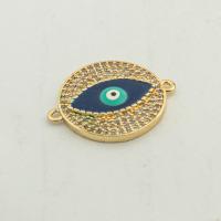 Evil Eye -Anschluss, Messing, Hohe Qualität Gold Farbe Überzeug, DIY & Micro pave Zirkonia, frei von Nickel, Blei & Kadmium, 19x23x2mm, Bohrung:ca. 0.2mm, ca. 30PCs/Menge, verkauft von Menge