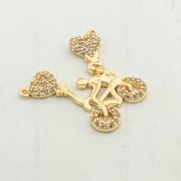 Kubni cirkonij Micro Pave Brass Privjesak, Mesing, visokokvalitetan zlatna boja pozlatom, možete DIY & micro utrti kubni cirkonij & double-rupa, nikal, olovo i kadmij besplatno, 22x26x2mm, Rupa:Približno 0.1mm, Približno 30računala/Lot, Prodano By Lot