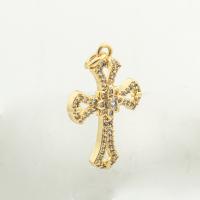 Brass Cross Pendants high quality gold color plated DIY & micro pave cubic zirconia nickel lead & cadmium free Approx 0.3mm Approx Sold By Lot