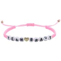 Bijoux bracelets de mode, Cordon de noeud, avec Acrylique, Lettre d’alphabet, fait à la main, réglable & pour femme, rose, Longueur Environ 16-30 cm, Vendu par fixé