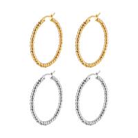 Mens acier inoxydable Hoop boucles d'oreilles, Acier inoxydable 304, beignet, bijoux de mode & pour femme, plus de couleurs à choisir, protéger l'environnement, sans nickel, plomb et cadmium, 36x3mm, Vendu par paire