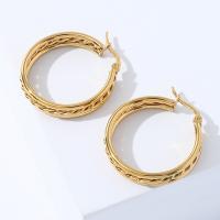 Mens acier inoxydable Hoop boucles d'oreilles, Acier inoxydable 304, beignet, bijoux de mode & pour femme, plus de couleurs à choisir, protéger l'environnement, sans nickel, plomb et cadmium, 29mm, Vendu par paire