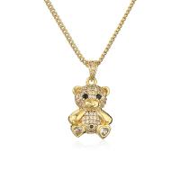 Collier en laiton cubique Zircon Micro Pave, avec 5cm chaînes de rallonge, animal, Placage, bijoux de mode & modèles différents pour le choix & pavé de micro zircon, doré, protéger l'environnement, sans nickel, plomb et cadmium, Longueur 45 cm, Vendu par PC