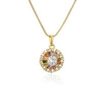 Cubic Zircon Micro Pave Brass Necklace with 5cm extender chain plated fashion jewelry & micro pave cubic zirconia nickel lead & cadmium free Length 45 cm Sold By PC