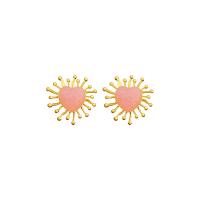 Pendientes de Perno de Aleación de Zinc, Corazón, chapado en color dorado, Joyería & para mujer, Rosado, libre de níquel, plomo & cadmio, 38x39mm, Vendido por Par