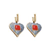 Zinklegering oorknoppen, Zinc Alloy, met Kristal & Acryl, Hart, mode sieraden & voor vrouw, nikkel, lood en cadmium vrij, 52x33mm, Verkocht door pair